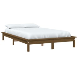 Cadre de lit sans matelas marron miel bois massif 
