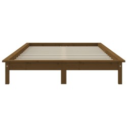 Cadre de lit sans matelas marron miel bois massif 