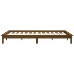 Cadre de lit sans matelas marron miel bois massif 