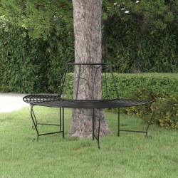 Banc demi-circulaire tour d'arbre Ø159 cm Noir Acier 