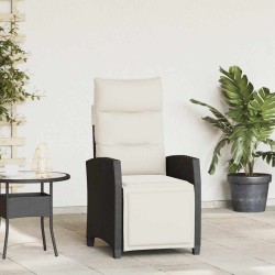 Chaise de jardin inclinable avec table d'appoint noir polyrotin 