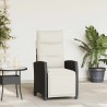 Chaise de jardin inclinable avec table d'appoint noir polyrotin 