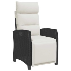 Chaise de jardin inclinable avec table d'appoint noir polyrotin 
