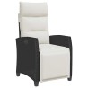 Chaise de jardin inclinable avec table d'appoint noir polyrotin 