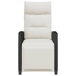 Chaise de jardin inclinable avec table d'appoint noir polyrotin 