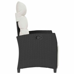 Chaise de jardin inclinable avec table d'appoint noir polyrotin 