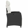 Chaise de jardin inclinable avec table d'appoint noir polyrotin 
