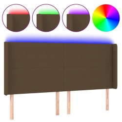 Tête de lit à LED Marron foncé 203x16x118/128 cm Tissu 