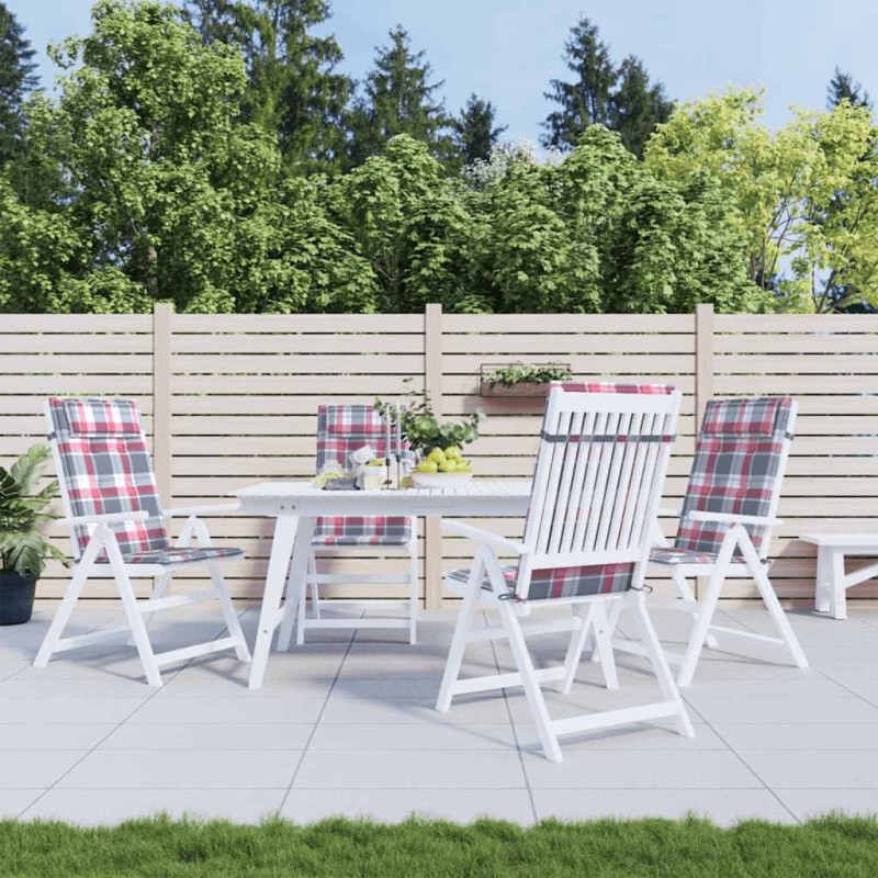 Coussins de chaise à dossier haut lot de 4 carreaux rouge 