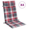 Coussins de chaise à dossier haut lot de 4 carreaux rouge 