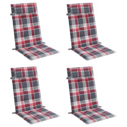 Coussins de chaise à dossier haut lot de 4 carreaux rouge 