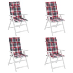 Coussins de chaise à dossier haut lot de 4 carreaux rouge 