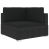 Chaise d'angle 1 pc et coussins Résine tressée Noir 