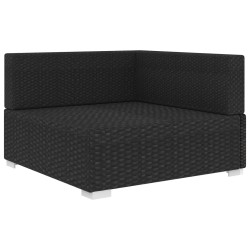 Chaise d'angle 1 pc et coussins Résine tressée Noir 