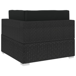 Chaise d'angle 1 pc et coussins Résine tressée Noir 