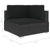 Chaise d'angle 1 pc et coussins Résine tressée Noir 