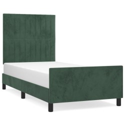 Cadre de lit sans matelas vert foncé 90x190 cm velours 