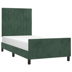 Cadre de lit sans matelas vert foncé 90x190 cm velours 