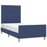 Cadre de lit sans matelas bleu 90x190 cm tissu 