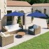 Parasol de jardin double avec mât en acier bleu azuré 600x300cm 