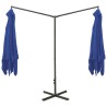 Parasol de jardin double avec mât en acier bleu azuré 600x300cm 