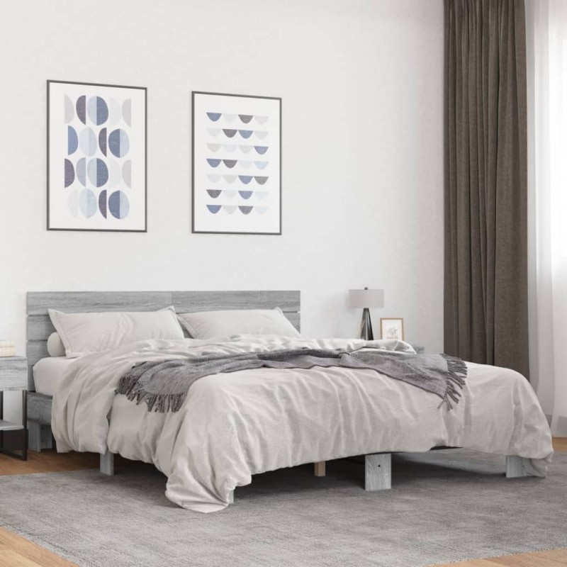 Cadre de lit sans matelas sonoma gris 160x200 cm 