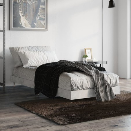 Cadre de lit sans matelas gris béton 75x190 cm 