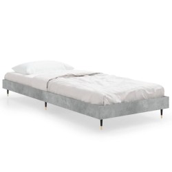 Cadre de lit sans matelas gris béton 75x190 cm 