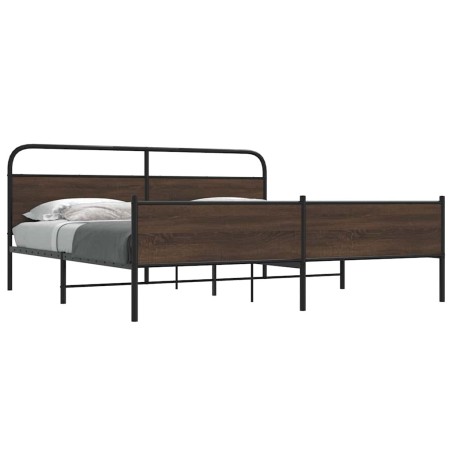 Cadre de lit en métal sans matelas chêne marron 200x200 cm 