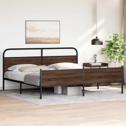 Cadre de lit en métal sans matelas chêne marron 200x200 cm 