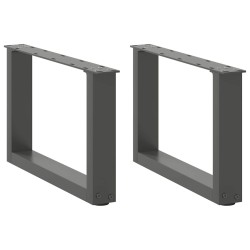 Pieds de table basse en U, 2 pièces, anthracite, 50 x (30-31) cm, acier 