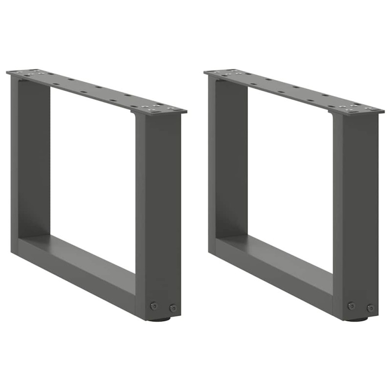 Pieds de table basse en U, 2 pièces, anthracite, 50 x (30-31) cm, acier 