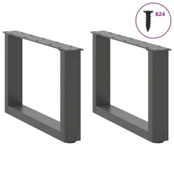 Pieds de table basse en U, 2 pièces, anthracite, 50 x (30-31) cm, acier 