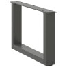 Pieds de table basse en U, 2 pièces, anthracite, 50 x (30-31) cm, acier 