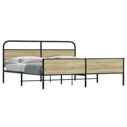 Cadre de lit en métal sans matelas chêne sonoma 200x200 cm 