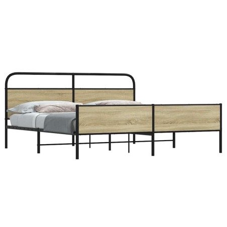 Cadre de lit en métal sans matelas chêne sonoma 200x200 cm 