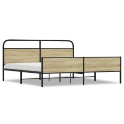 Cadre de lit en métal sans matelas chêne sonoma 200x200 cm 