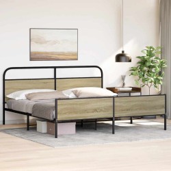 Cadre de lit en métal sans matelas chêne sonoma 200x200 cm 