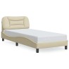 Cadre de lit sans matelas crème 90x190 cm tissu 