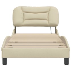 Cadre de lit sans matelas crème 90x190 cm tissu 