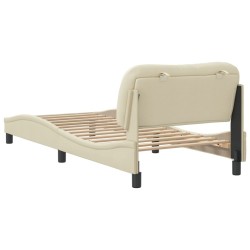 Cadre de lit sans matelas crème 90x190 cm tissu 