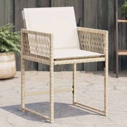 Chaises de jardin avec coussins lot de 4 beige résine tressée 