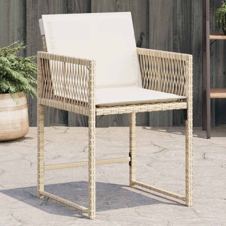 Chaises de jardin avec coussins lot de 4 beige résine tressée 