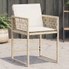 Chaises de jardin avec coussins lot de 4 beige résine tressée 