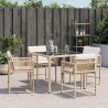 Chaises de jardin avec coussins lot de 4 beige résine tressée 