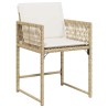 Chaises de jardin avec coussins lot de 4 beige résine tressée 