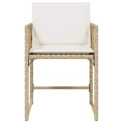 Chaises de jardin avec coussins lot de 4 beige résine tressée 