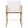 Chaises de jardin avec coussins lot de 4 beige résine tressée 