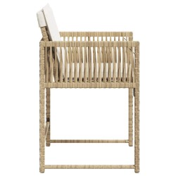 Chaises de jardin avec coussins lot de 4 beige résine tressée 