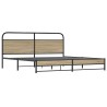 Cadre de lit en métal sans matelas chêne fumé 200x200 cm 